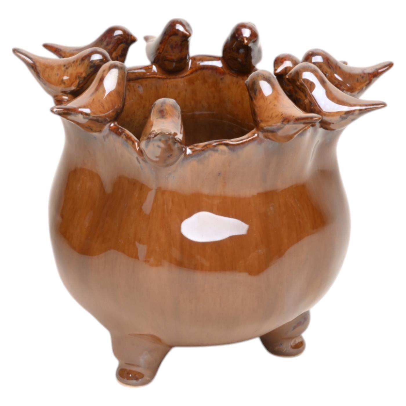 Mansion Atmosphere Pot Fedde keramiek bruin 18,8x17,8x16cm